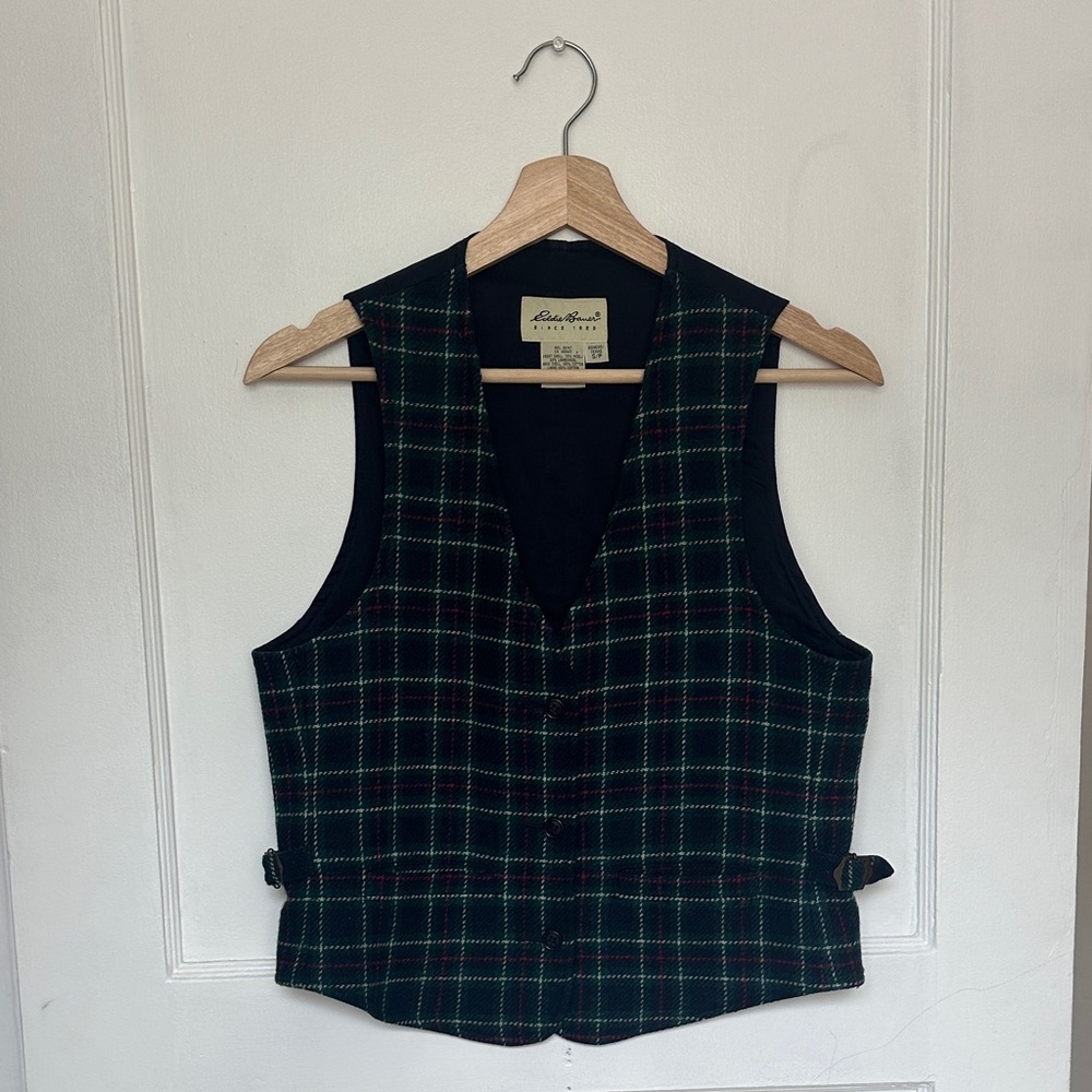 Eddie Bauer Plaid Vest with Adjustable Straps